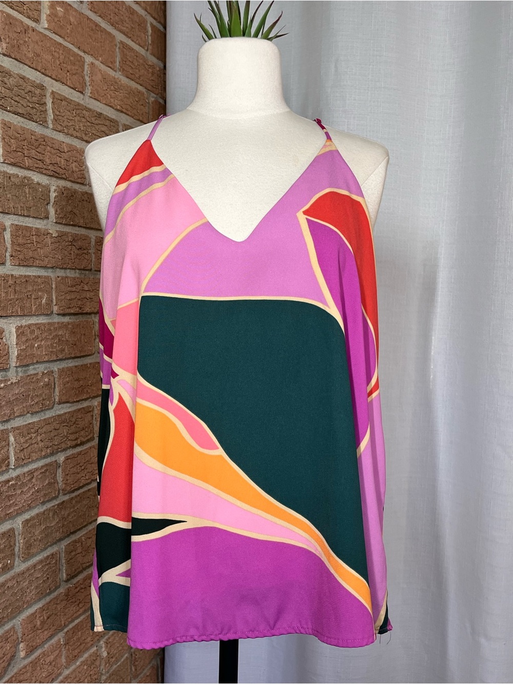 KLD Signature Metamorphosis Tank Top Abstract Colorblock  Racerback Cami 
S/M